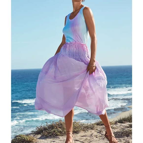 Johnny Was Amanda Bon pink purple tie dye ruched maxi Charlotte skirt M - Picture 2 of 4